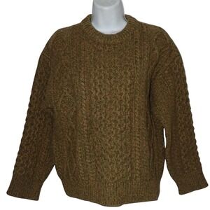 Petite Gamine Co Knit Sweater‎ Moss Green Cable Knit Crew Neck Women's Medium